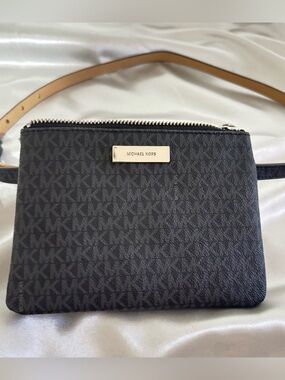 Michael Kors Black and Grey MK Logo Belt Wallet/Pouch